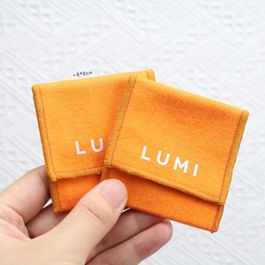 Luxury Brush Cotton Twill Envelope Ring Necklace <b>Earring</b> Packing Jewelry <b>Box</b> Bag Small Custom Logo Printed Cotton Jewelry Pouch - Product Image 5