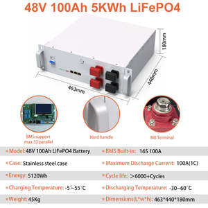 CERRNSS Prismatic Phosphate Solar Storage Battery 5KWH 10KWH 48V 100AH 150AH 200AH 300AH Lithium Ion Pack Battery LFP48100P 48v - Product Image 5