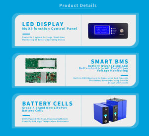 بطارية ليثيوم فوسفات الحديد عالية السعة 15 كيلوواط ساعة، 48 فولت، 300 أمبير ساعة، 314 أمبير ساعة، حزمة بطارية 16 كيلوواط ساعة للطاقة الشمسية - Product Image 3