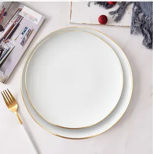 New design dinnerware sets gold rimmed charge plates best sellers white ceramics pleat
