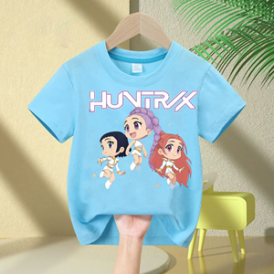 2025 New Kpop Demon <strong>Hunter</strong> Girls T-shirt Children's Short Sleeve Cotton Tops Kpop Printed Anime Clothes - Product Image 6