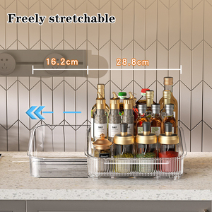 GREENSIDE Porte-épices extensible en plastique PET Organisateur rétractable pour la cuisine Rangement des boissons Boîte à conserve Étagère fonctionnelle Utilisation sur <span class=keywords><strong>table</strong></span> - Product Image 3