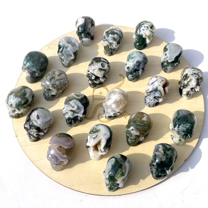 Nhà Máy Giá Tự Nhiên 3.5Cm Moss Agate Pha Lê Hộp Sọ Khắc Đá Thủ Công Mỹ Nghệ Trang Trí Tinh Thể Khác Pha Lê Thủ Công Mỹ Nghệ - Product Image 4
