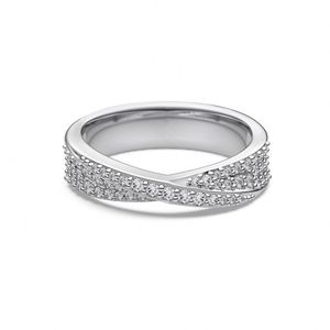 Dylam Stylish Fine Jewelry 925 Sterling <b>Silver</b> Rhodium Plated <b>Eternity</b> Band 5A Zirconia Interlock Geometric Women Jewelry <b>Rings</b> - Product Image 1