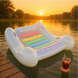 Silla Flotante Inflable Colorida Arcoíris, Tumbona Ligera para Piscina, Sofá de Agua Plegable para Usar en la <span class=keywords><strong>Playa</strong></span> o el <span class=keywords><strong>Lago</strong></span> - Product Image 5