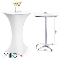 Housse de table de cocktail en tissu polyester et élasthanne - Lavable, durable, option de logo personnalisé pour les fêtes, les mariages et l'extérieur