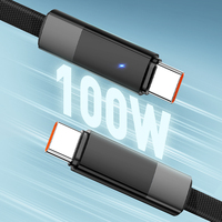 Cable USB LDNIO LC241C-100W con Apagado Automático, Cable de Carga Rápida PD de 100W con Doble Tipo-C