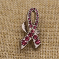 Badge d'émail personnalisé, épingle à revers en or plaqué pour femme, ruban d'alarme pour cancer du sein