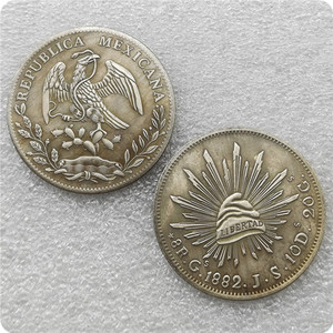 Pièces de monnaie commémoratives de style antique du Mexique 1882, 8 Reales, cadeaux, décoration de la maison - Product Image 1