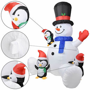 Tùy chỉnh 6ft thắp sáng giáng sinh <span class=keywords><strong>Inflatable</strong></span> Snowman với chim cánh cụt thổi lên sân trang trí khổng lồ cỏ trang trí nội thất - Product Image 6