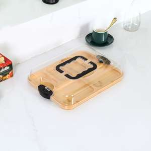 Vassoio per Formaggi e Salumi in Bambù con 6 Scomparti e Coperchio Trasparente con Chiusura per <span class=keywords><strong>Picnic</strong></span> - Product Image 4