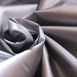 Metal luster Silver PU Coated Polyester Taffeta for curtain sunblock umbrella jacket shopping bag