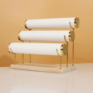 High Quality Wrist Watch Bracelet <strong>Bangle</strong> Organizer Detachable <strong>Holder</strong> Three Tier Metal Wood Velvet Jewelry Display Stands - Product Image 6