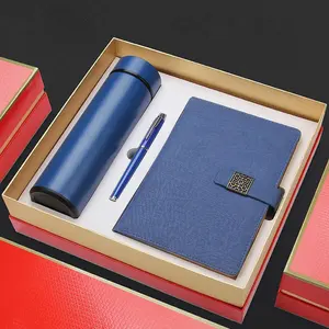 Fabricação no atacado da empresa escritório papelaria presentes caneta notebook vácuo copo de couro pu conjunto de presente de negócios de luxo