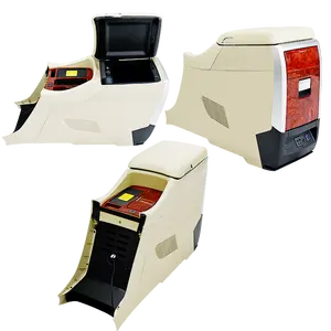 Réfrigérateur avec accoudoir central principal et auxiliaire boîte de rangement avec porte-gobelet dans véhicule d'affaires automobile