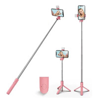 Perche à selfie pour smartphone 34 pouces, télécommande sans fil Android compatible, trépied télescopique avec lumière