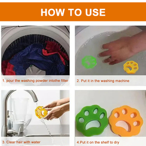 Balle sécheuse réutilisable en silicone pour poils d'animaux, éliminateur de peluches et rasoir anti-bouloches durable pour <span class=keywords><strong>le</strong></span> toilettage des animaux, emballée en boîte - Product Image 3