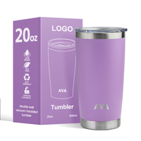 Approvisionnement d'usine gobelet à double paroi personnalisé 20 oz 20 oz tasse de voyage gobelet en acier inoxydable tasse à café de voyage avec couvercle