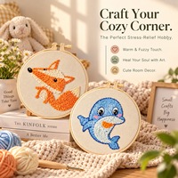 Kit de broderie Punch Needle en gros, motif petite grenouille de dessin animé, brodé, fait main, sur toile de laine, écologique, thème animalier
