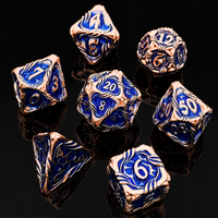Ensemble de dés de jeu de rôle en métal argenté taché de sang, motif grimpant, 1 pièce, couleur personnalisée, écologique, fait main, à bords tranchants, polyédrique, pour jeux de table