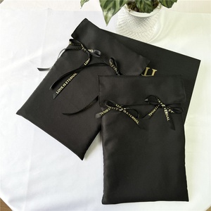 Chuanghua Custom 8oz Twill Cotton Muslin Recyclable Ribbon Logo Printed Black Envelope <b>Dust</b> Gift Packaging <b>Bags</b> - Product Image 5
