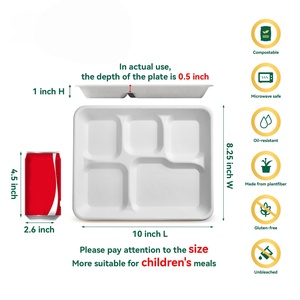 Compostable Disposable 2-Compartment <b>Trays</b> Sugarcane Bagasse Kraft Paper for Sushi Baby Food Potato Chips Free - Product Image 2