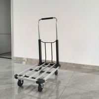 Chariot pliable léger à cadre en aluminium extensible, roues antidérapantes, pour la maison, le supermarché et la logistique