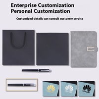 Ensemble de carnet de notes personnalisé A5 avec couverture en cuir souple de luxe, coffret cadeau promotionnel pour entreprise avec 100 pages intérieures et stylo en stock