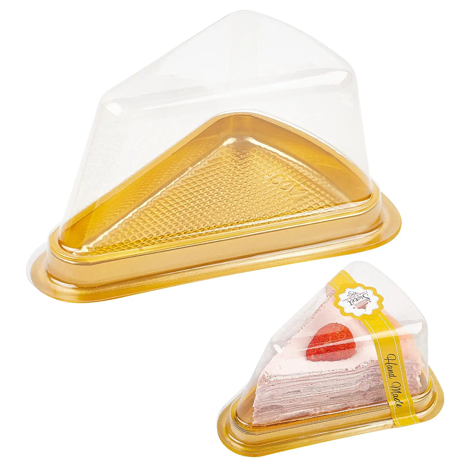 Custom Pet Driehoekige Kerst Cake Box Verpakking Plastic Slice Cheesecake Container Met Transparant Deksel