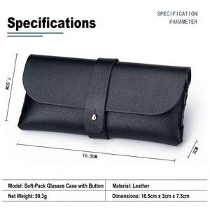 Étui à lunettes en cuir PU personnalisé avec logo, pochette de protection souple portable pour lunettes avec bouton-pression pour voyage et usage quotidien - Product Image 3