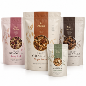 Embalagem OEM Doypack de Granola de Bordo com Zíper de Vedação Fácil, Grau Alimentício, para Snacks, 8oz 12oz, Saco Stand-up - Product Image 1