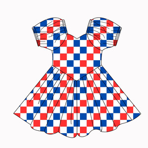 Ruidian Summer Milk Silk Dress for <strong>Little</strong> Girls Cute Casual Short-Sleeved Dress with <strong>Red</strong> &amp; Blue Independence Day Printed Pattern - Product Image 4