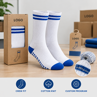 Chaussettes pour hommes en mélange de coton et élasthanne, blanches et cobalt, tricot côtelé, talon et bout renforcés, tailles personnalisées