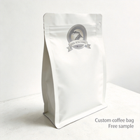 Emballage de café de luxe personnalisé, sac à fond plat avec valve, doublure en feuille d'aluminium, résistant à l'humidité