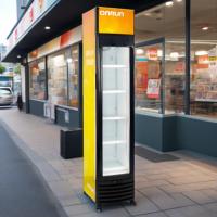 Réfrigérateur vertical à porte vitrée de 150 L, refroidissement par air, capacité de 100 bouteilles, verrouillage de la porte, équipement de réfrigération commercial