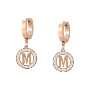 A00863903 Xuping Jewelry Letter Pendant Rose Gold M stainless steel European and American style earrings