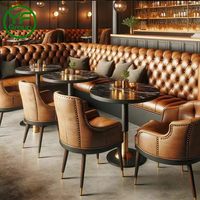Meubles de restaurant de luxe sur mesure, modernes, en cuir et bois, courbés, ronds, circulaires, pour mobilier de bar, sièges en forme de U.