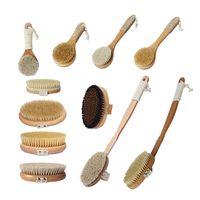 Brosse exfoliante pour le corps, le visage et les pieds en poils de sanglier naturels écologiques avec logo personnalisé, manche long en bambou