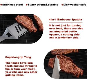 <b>Heavy</b> <b>Duty</b> Stainless Steel Complete Grilling Utensil LFGB & SGS Certified Multifunction Dishwasher Safe BBQ <b>Tool</b> Set 12-Piece - Product Image 4