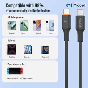 Miccell 60W <span class=keywords><strong>USB</strong></span> <span class=keywords><strong>Tipo</strong></span> <span class=keywords><strong>C</strong></span> Cable Pd Carga rápida <span class=keywords><strong>Usb</strong></span> <span class=keywords><strong>C</strong></span> a <span class=keywords><strong>tipo</strong></span> <span class=keywords><strong>C</strong></span> Carga rápida Cable de datos de teléfono móvil para Xiaomi <span class=keywords><strong>14</strong></span> 15 - Product Image 6