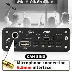 Amplificador de 5W DC 5V MP3 WMA placa decodificadora micrófono <span class=keywords><strong>Bluetooth</strong></span> 5,0 Audio USB TF Radio 5W FM receptor coche música 3 W MP3 grabación - Product Image 5