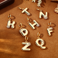 New Arrivals Fashion Initial Letter Pendants Charms 18K Gold Plated Bubble Letters Brass Zircon DIY Nameplate Couple Necklace