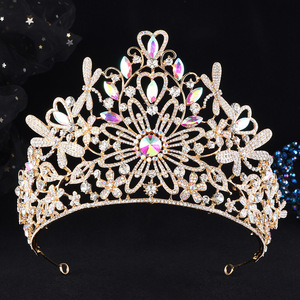 Tiara de Boda con Pedrería Rosa, Verde, Roja y <span class=keywords><strong>Lila</strong></span>, Corona para Novia, Reina o Mujer - Product Image 4