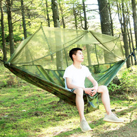Lit hamac en maille portable léger livraison rapide équipement de camping avec sangles d'arbre et mousquetons en polyester durable
