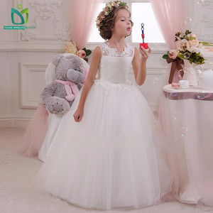 Vestido de Princesa Vintage 2025 <span class=keywords><strong>para</strong></span> Niñas, Bordado con Encaje, Lazo, Flores, Decoración, Estilo Largo <span class=keywords><strong>para</strong></span> Boda - Product Image 3