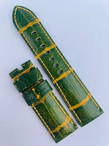 Bracelet de montre en cuir d'alligator fait main, multicolore, vintage, style espagnol, avec coutures artisanales, design personnalisé Ming Fung 24mm/26mm pour - Product Image 4