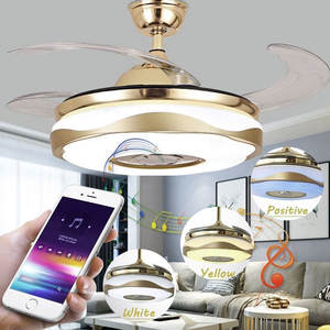 مكبر صوت بلوتوث ، ثريا خفيفة بجهاز تحكم عن بعد ، 3 أضواء ، مروحة ثريا قابلة للسير بمستوى 7 ألوان قابلة للتخديد - Product Image 3