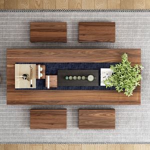Mesa de Té de Estilo Japonés de Madera Maciza Simple, Mesa Baja Rectangular con Almacenamiento, Mesa de Café Tatami Multifuncional - Product Image 2