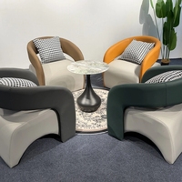 Fauteuil de loisirs en cuir à cadre incurvé de luxe léger avec coussin pied-de-poule, pour salon, entrée, canapé d'appoint individuel