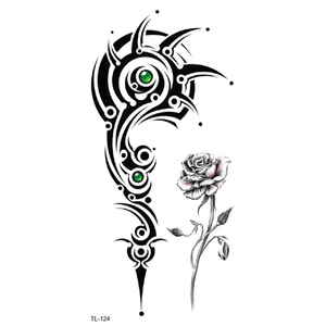 BXTAT adesivi TL121-TL126 tatuaggio temporaneo nero rosa cervo girasole Taraxacum farfalla angelo luna animale Totem materiale di carta - Product Image 4
